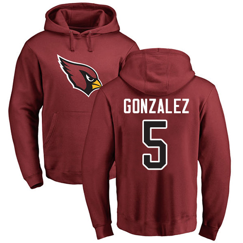 Arizona Cardinals Men Maroon Zane Gonzalez Name And Number Logo NFL Football 5 Pullover Hoodie Sweatshirts